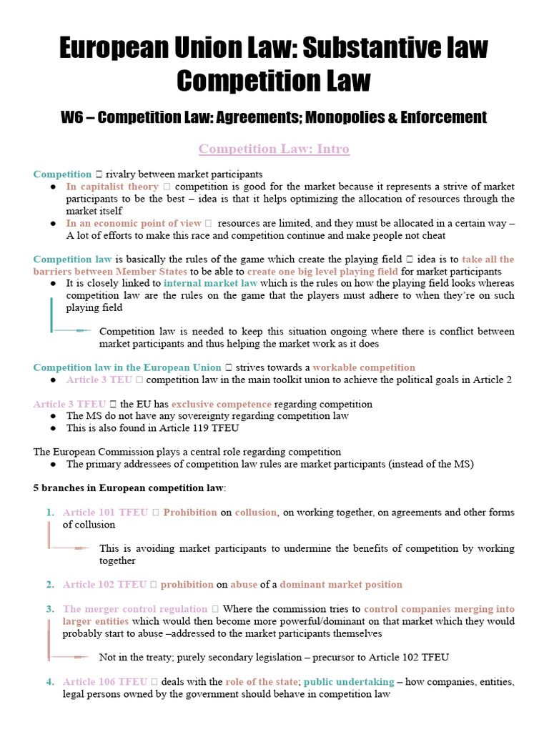 EU Competition Law Overview and Scope | PDF | Competition Law | Private Law