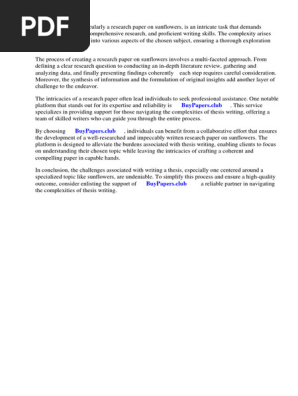 Research Paper on Sunflower