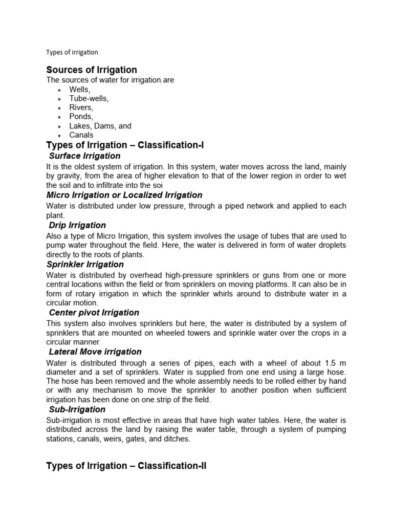 Types of irrigation PDF