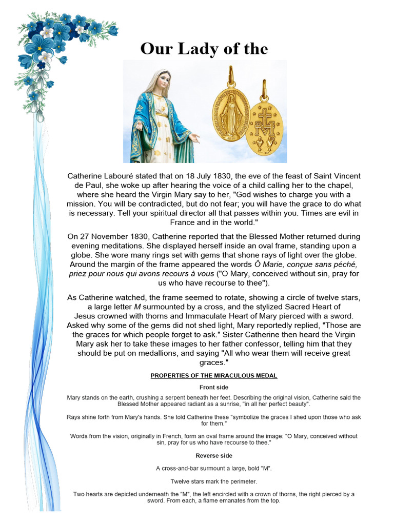 Miraculous Medal: Vision and Symbolism | PDF | Mary, Mother Of Jesus ...
