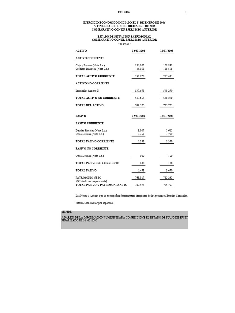 EFE Sencillo | PDF | Contabilidad | Valor neto