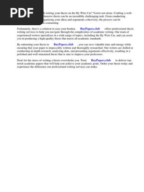 Research Paper on Hy Wire Car