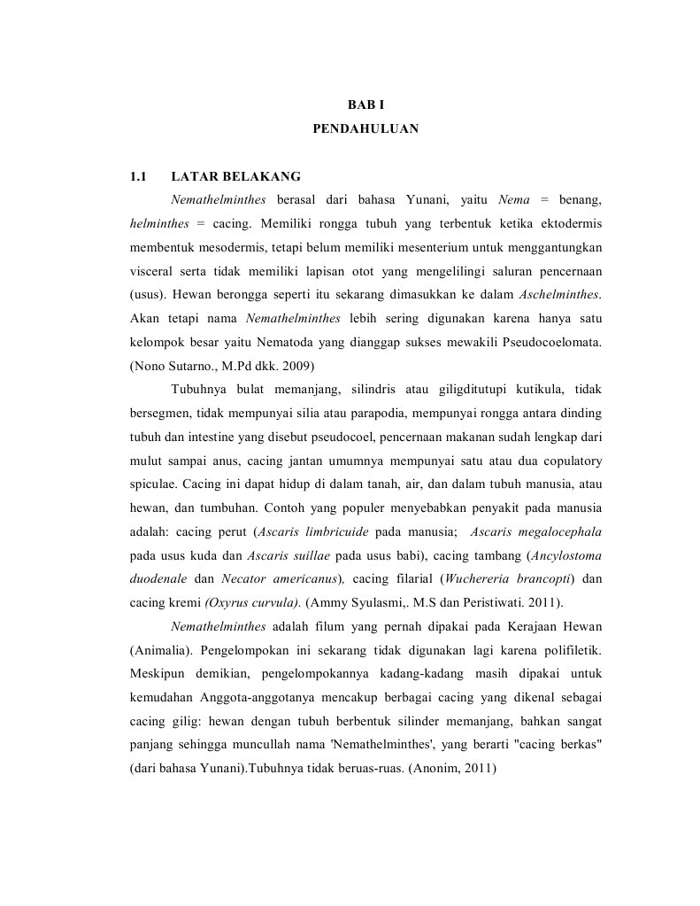 Dasar Teori Nemathelminthes