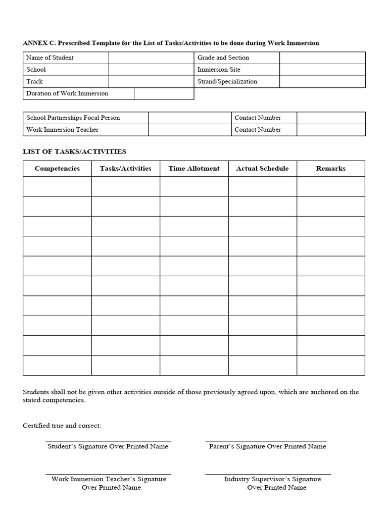 Annex C Form | PDF
