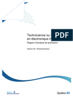 Technicienne Ou Technicien en Électronique Industrielle: Rapport D 'Analyse de Profession