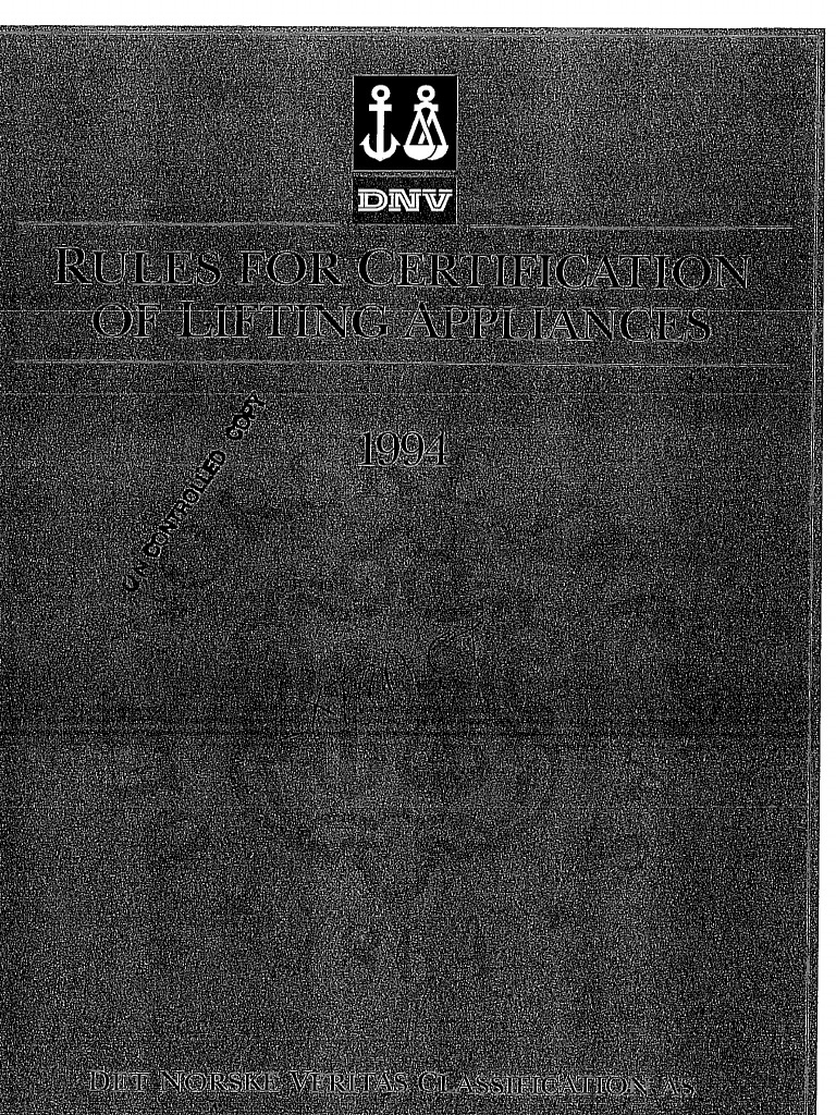 Extract DNV Rules For Lifting Appliances | PDF