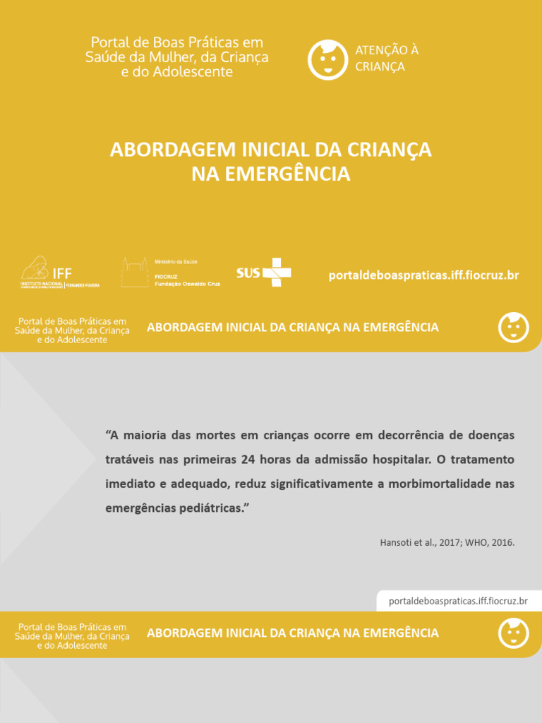 Abordagem Inicial Crianca Emergencia Pdf Choque Circulat Rio Sepse