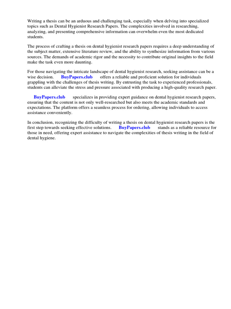Dental Hygienist Research Papers PDF