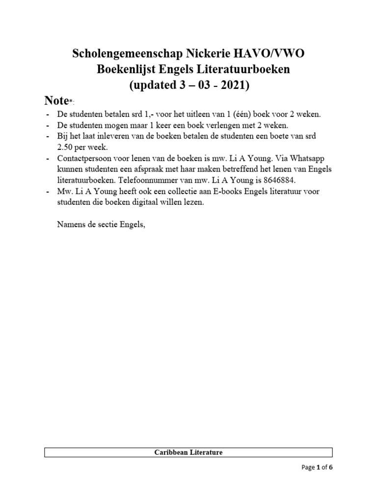 English Literature Book List | PDF