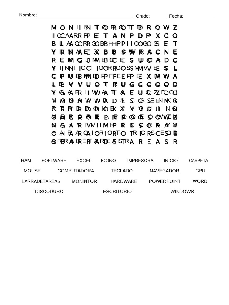 Jugar Sopa de letras - Informatica | PDF