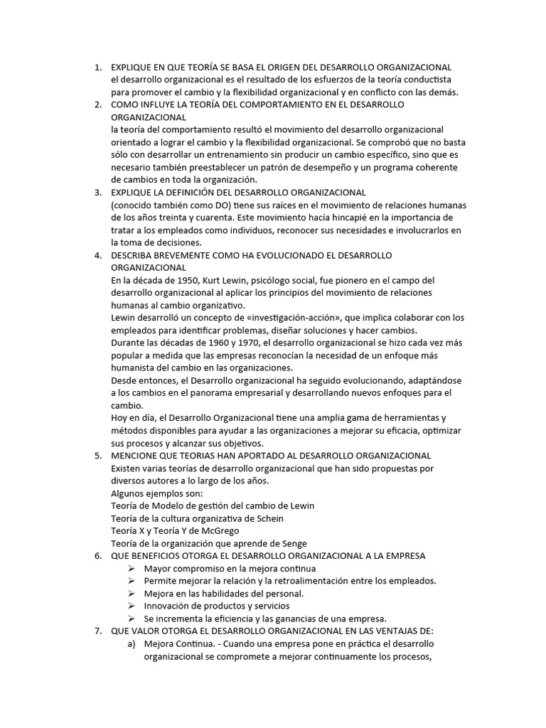 Teoría y Evolución del Desarrollo Organizacional | PDF | Business ...