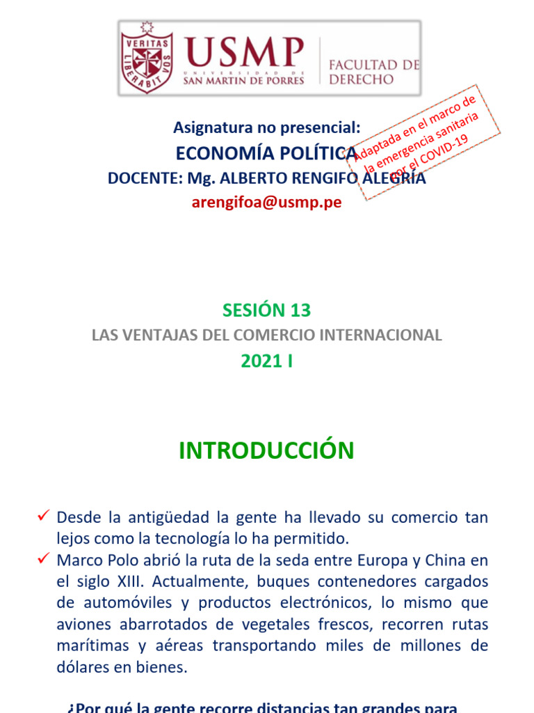 Sesión 13 - Las Ventajas Del Comercio Internacional | PDF