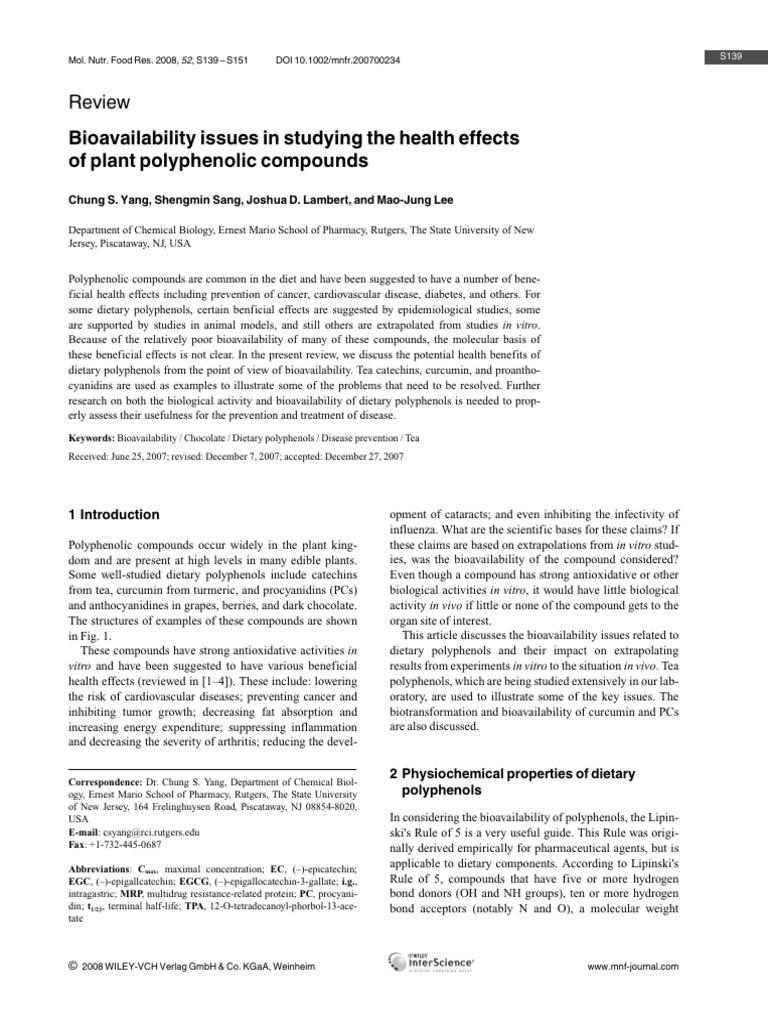 Bioavailability of Dietary Polyphenols | PDF | Polyphenol | Kinase
