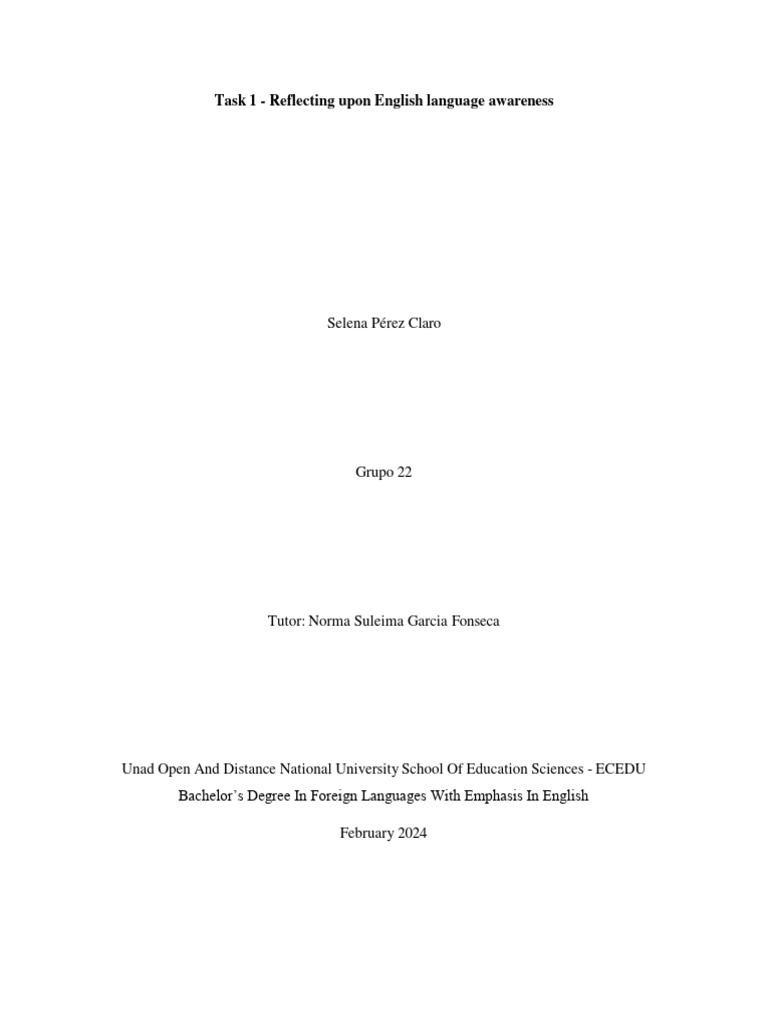 English Language Awareness Reflection | PDF | Foreign Language ...