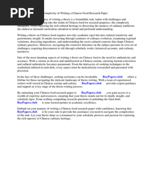 Chinese Food Research Paper