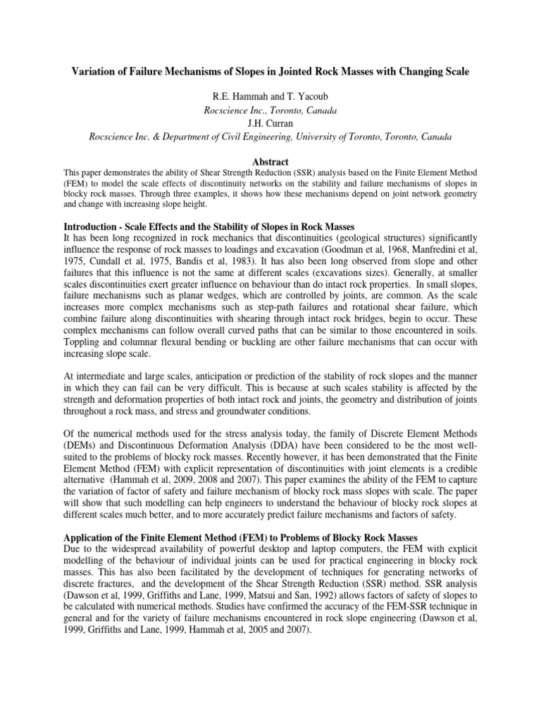 Variation of Failure Mechanisms of Slopes in Jointed Rock Masses With ...