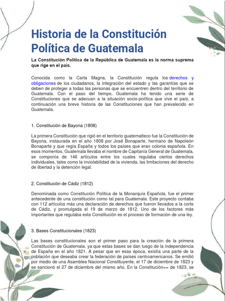 Historia de la Constitución de Guatemala | PDF | Guatemala | Constitución