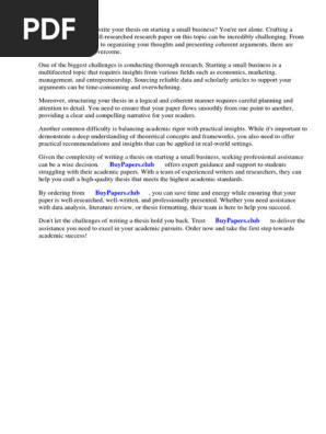 Research Paper on Starting a Small Business