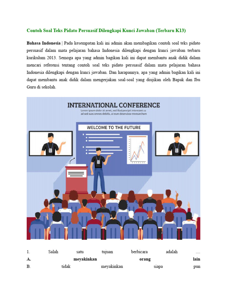 Contoh Soal Teks Pidato Persuasif Dilengkapi Kunci Jawaban PDF