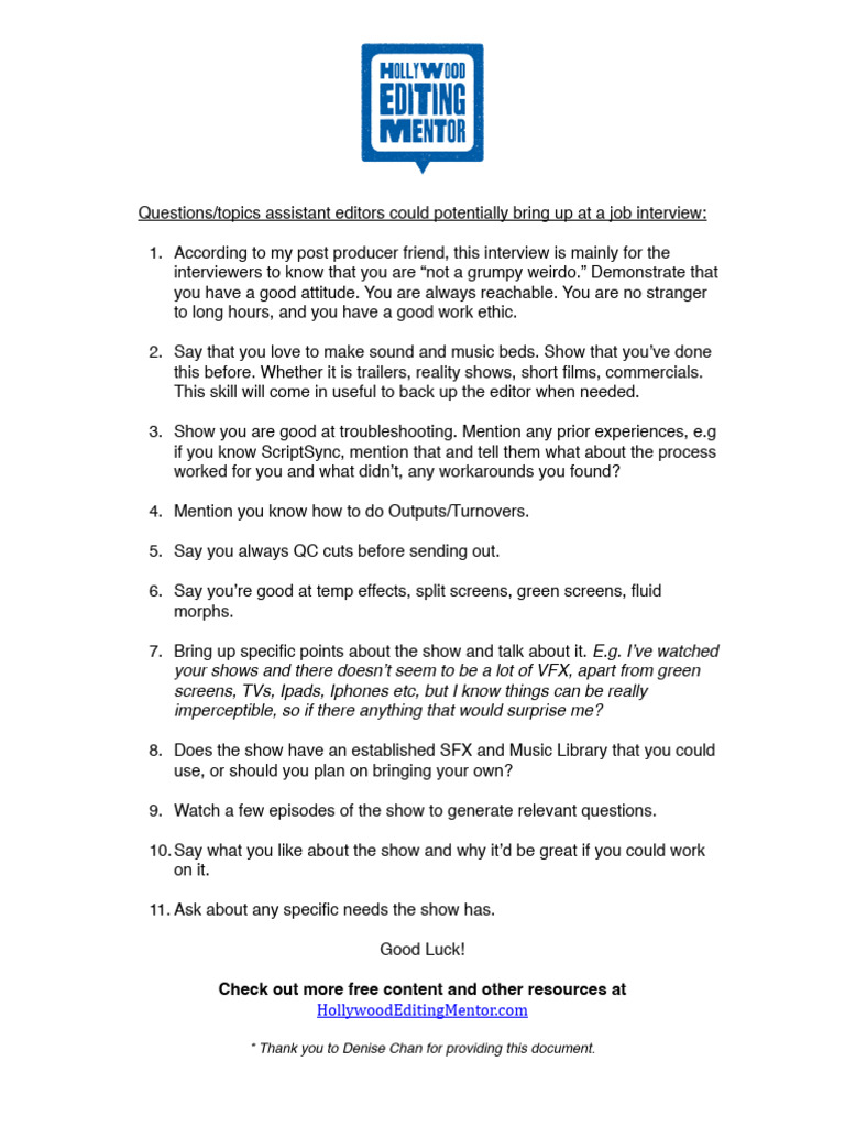 Essential Interview Tips for Editors | PDF