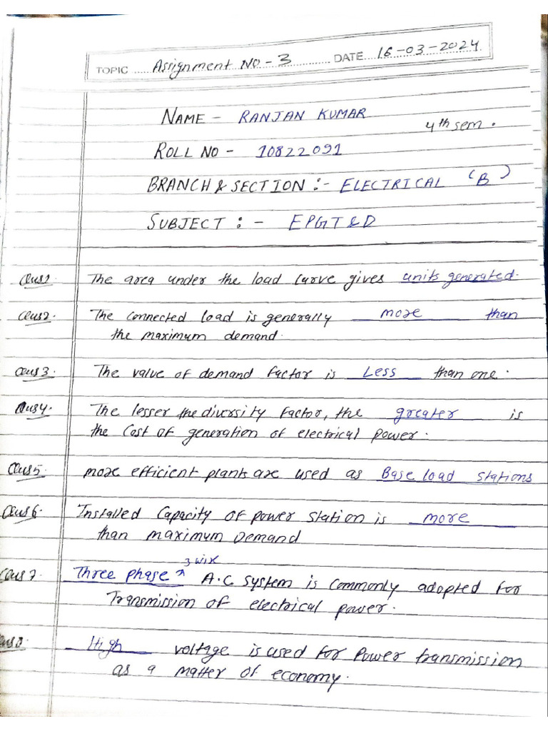 EPGT&D Assignment 3 | PDF