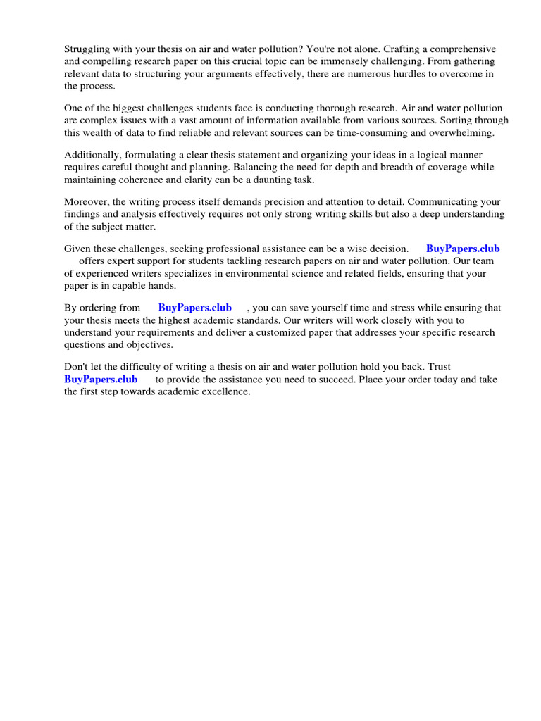 Air and Water Pollution Research Paper Download Free PDF Water Pollution Water