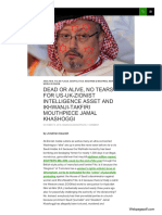 Dead or Alive, No Tears For Us-Uk-Zionist Intelligence Asset and Ikhwanji-Takfiri Mouthpiece Jamal Khashoggi