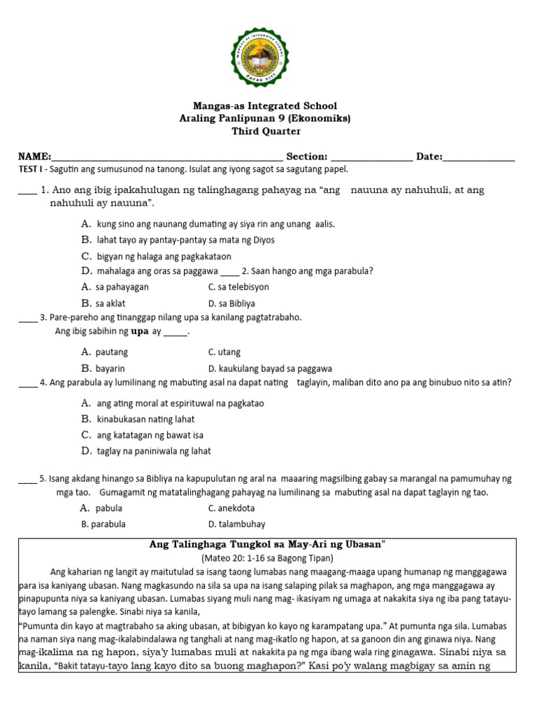 Quarter 3 Filipino Grade 9 Pdf