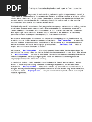 English Research Paper Grading Rubric