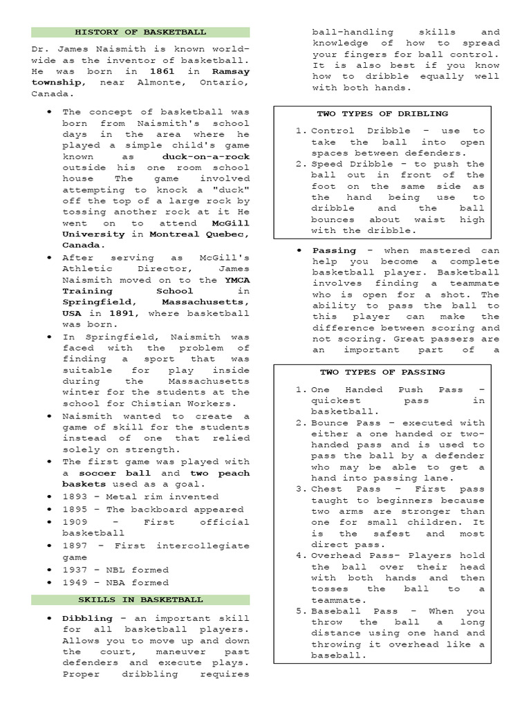 History of basketball pdf basketball positions team sports