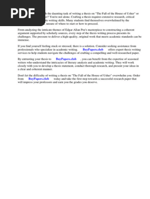 Research Paper the Fall of the House of Usher