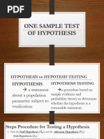 One Sample Test of Hypothesis