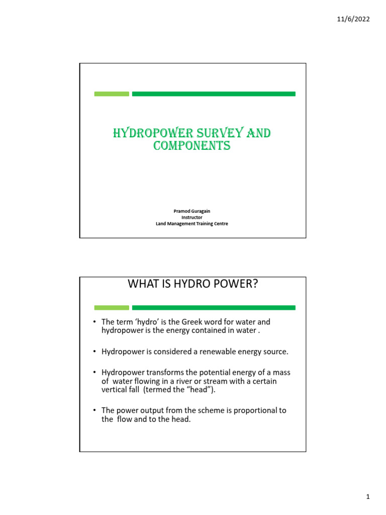 Hydropower Notes | PDF | Hydroelectricity | Power Station
