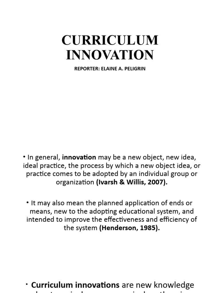 Ped7c Report - Curriculum Innovation | PDF