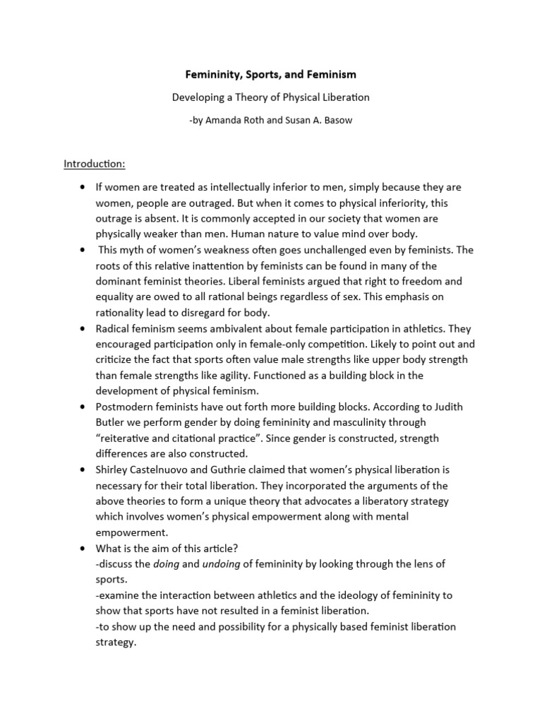 Feminism and Physical Liberation in Sports | PDF | Gender Studies ...