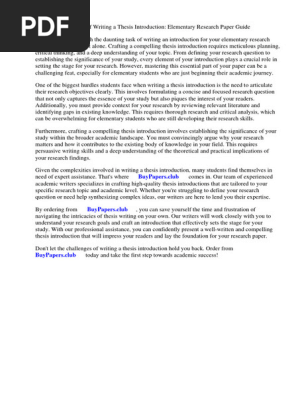 Writing an Introduction to a Research Paper Elementary