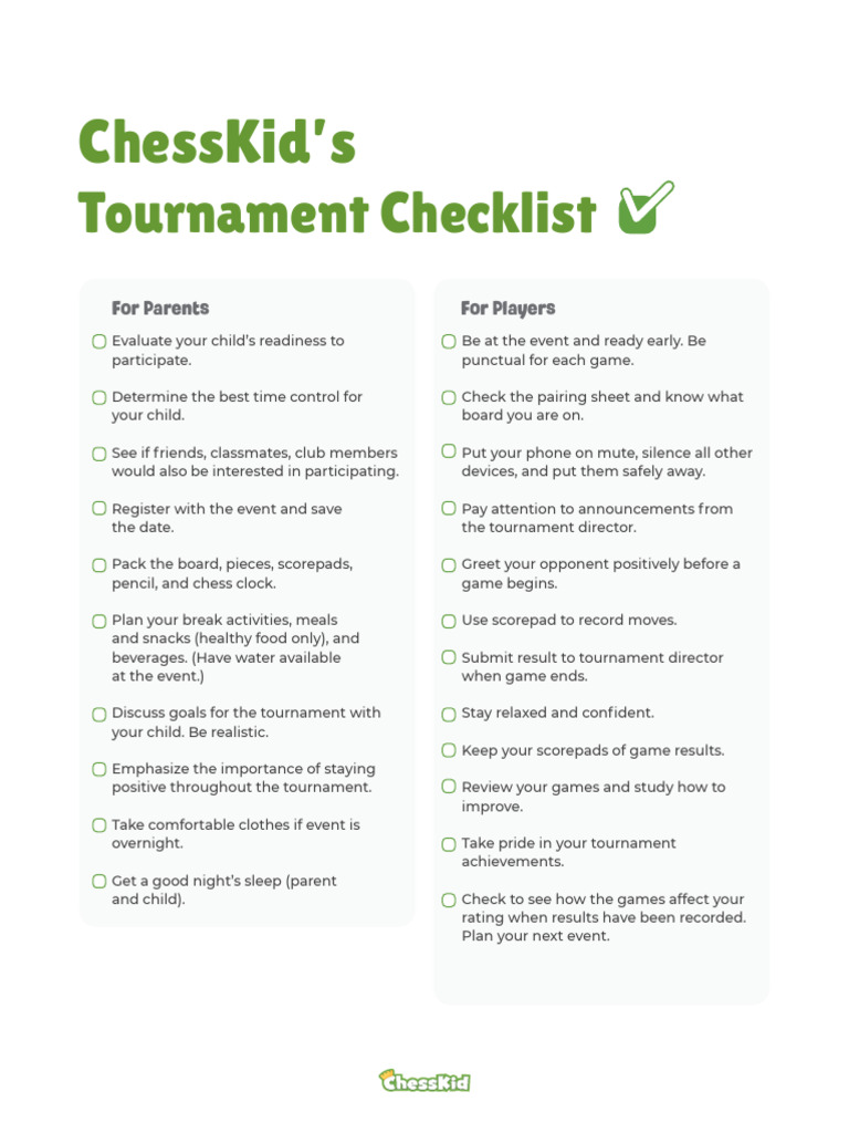 Tournament Checklist PDF