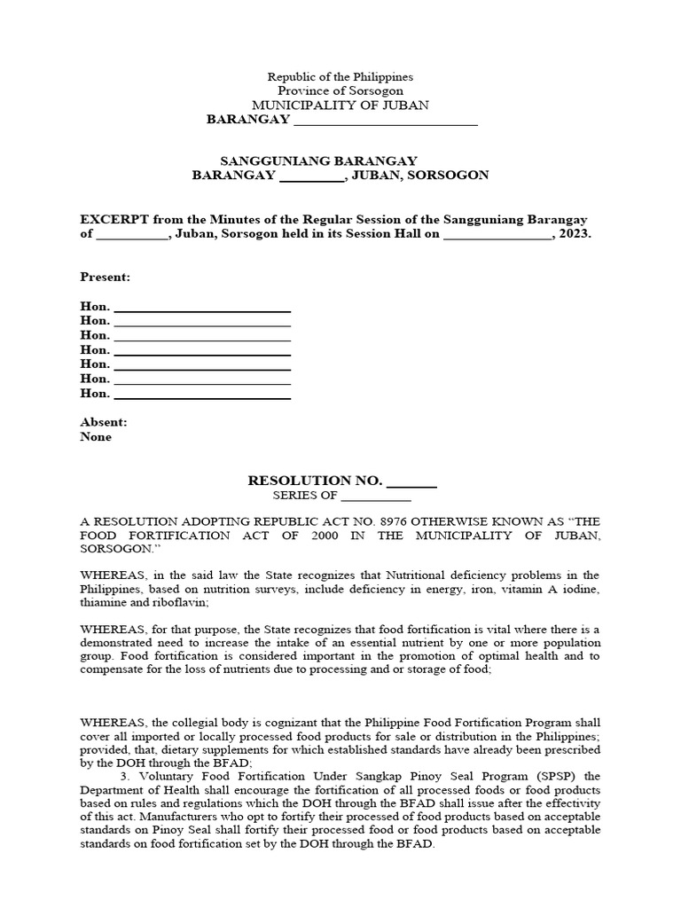 Barangay food fortification pdf nutrition diet nutrition