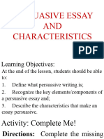Persuasive Essay and Characteristics