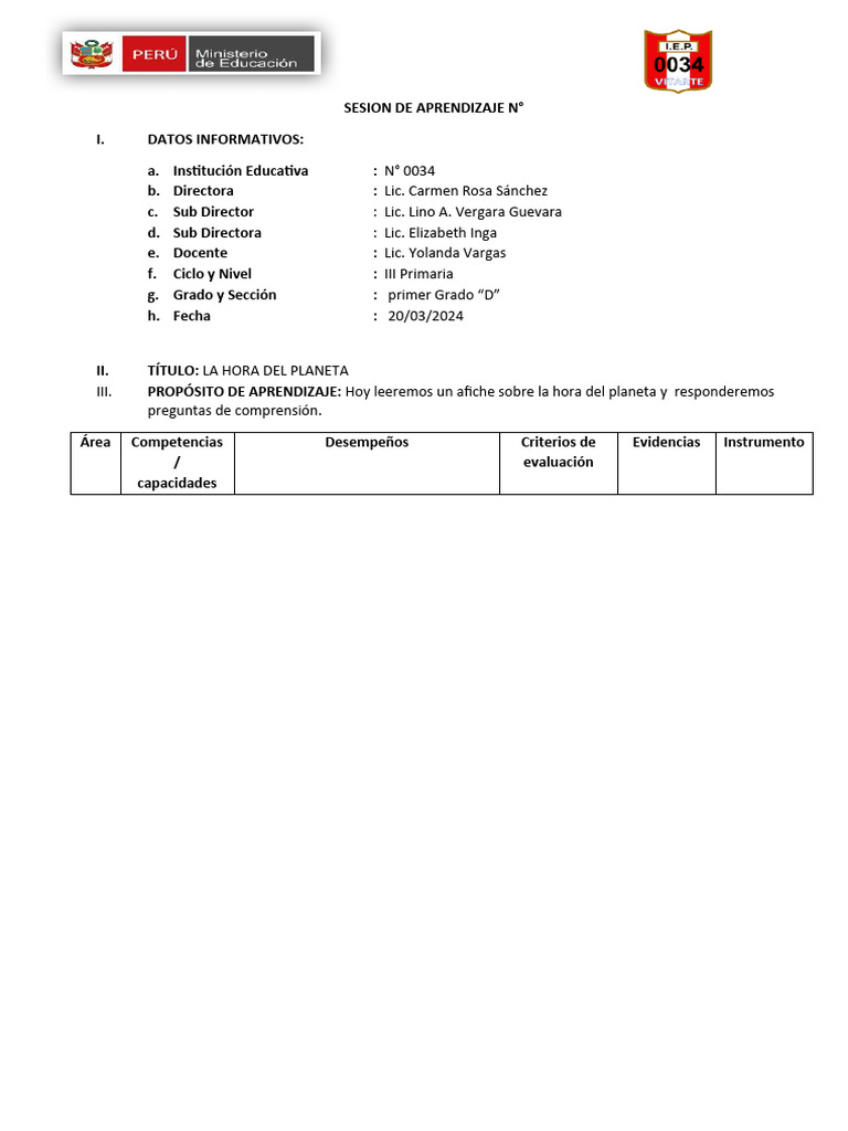 Sesion de Aprendizaje Plan Lector | PDF | Aprendizaje | Evaluación