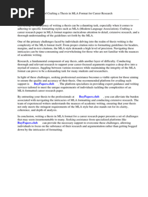 Mla Format Career Research Paper