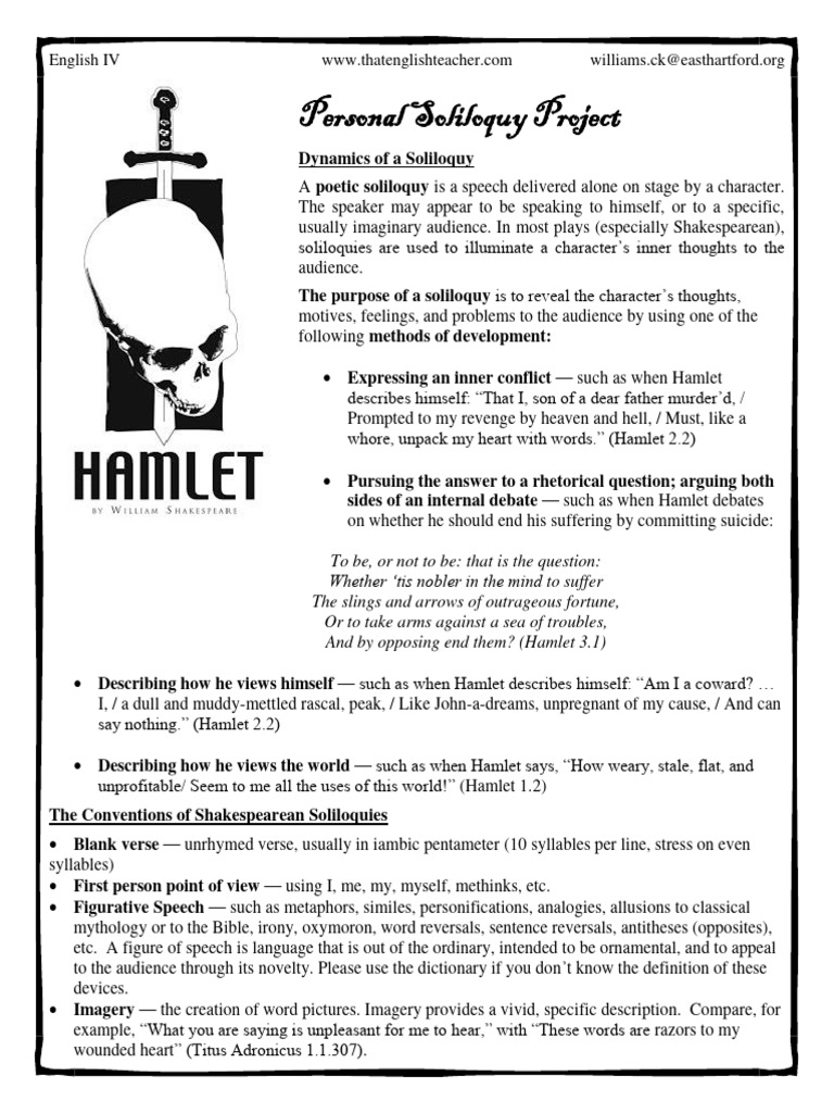Hamlet-Personal Soliloquy Project | PDF | Hamlet