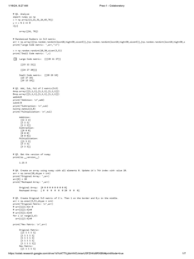 Data Science Practice Codes | PDF | Matrix (Mathematics) | Letter Case