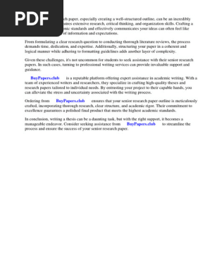 Senior Research Paper Outline