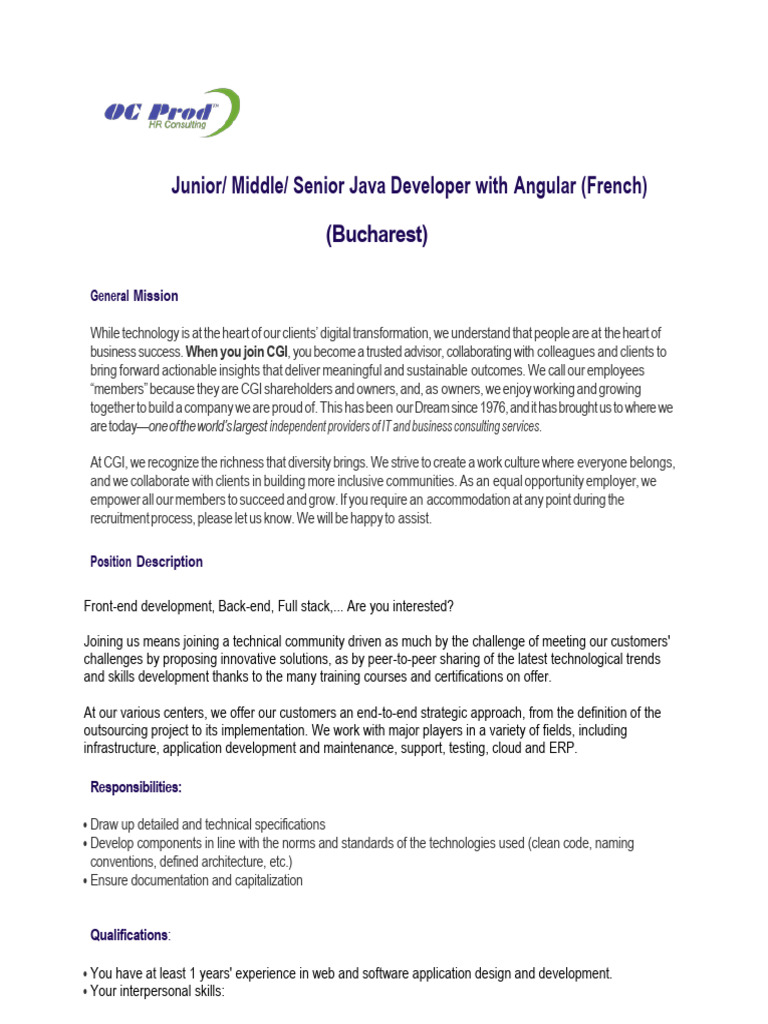 JD - Java CGI - Angular | PDF