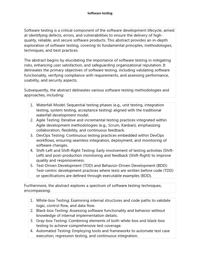 Software Testing | PDF | Software Testing | Software Development Process
