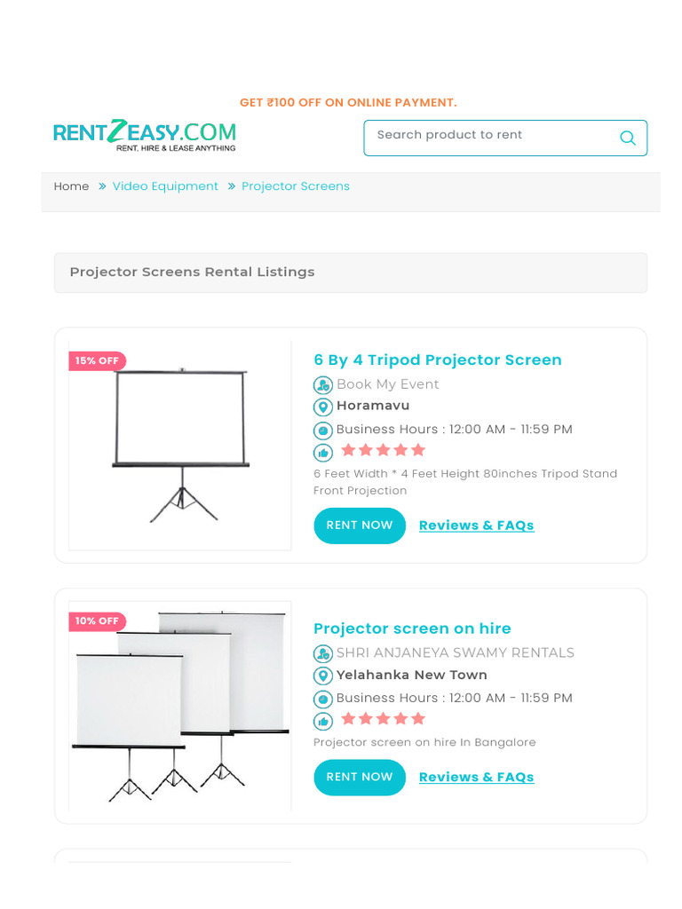Projector Screen Rental Near Bengaluru, Karnataka (From 700) | PDF ...