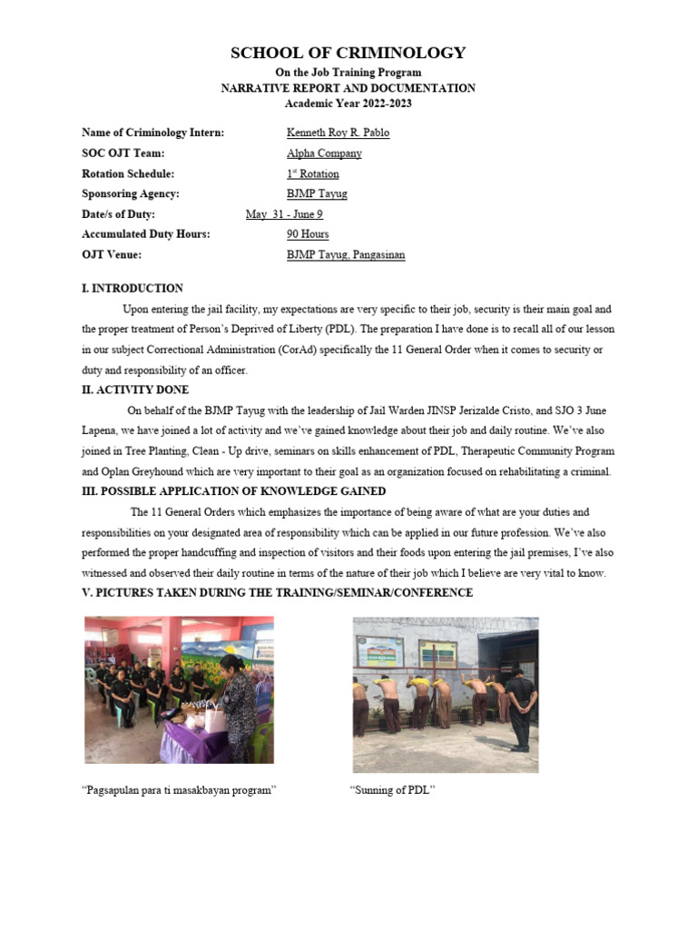 Ojt Narrative Report Template | PDF