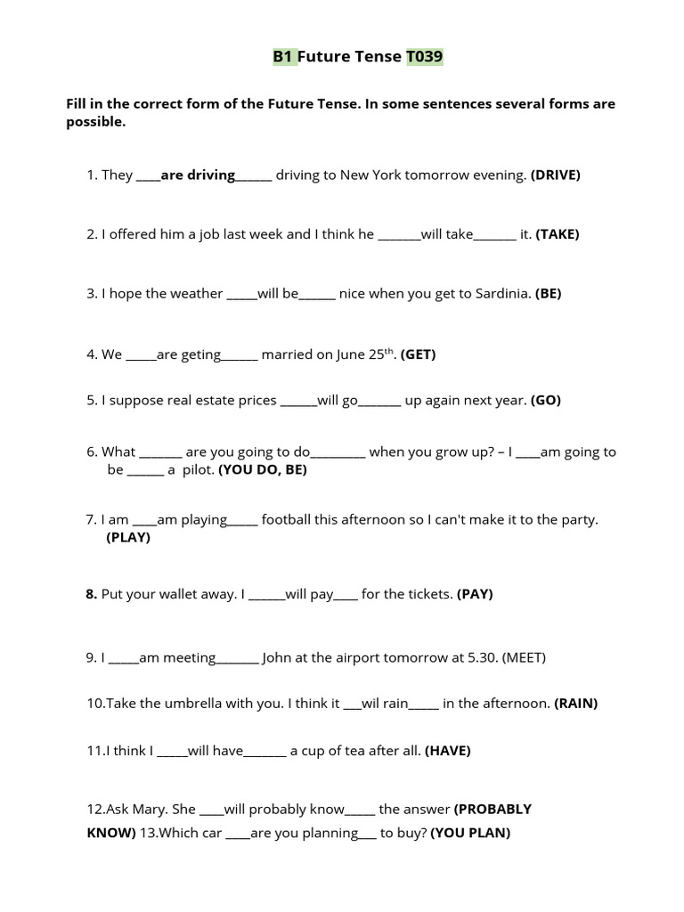 Ways of expressing future tense pdf