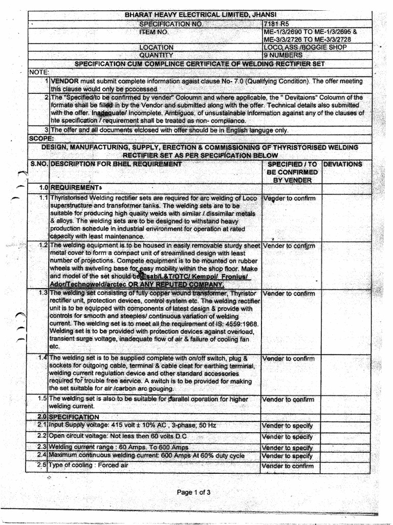 Spec-Welding Rectifier Set | PDF